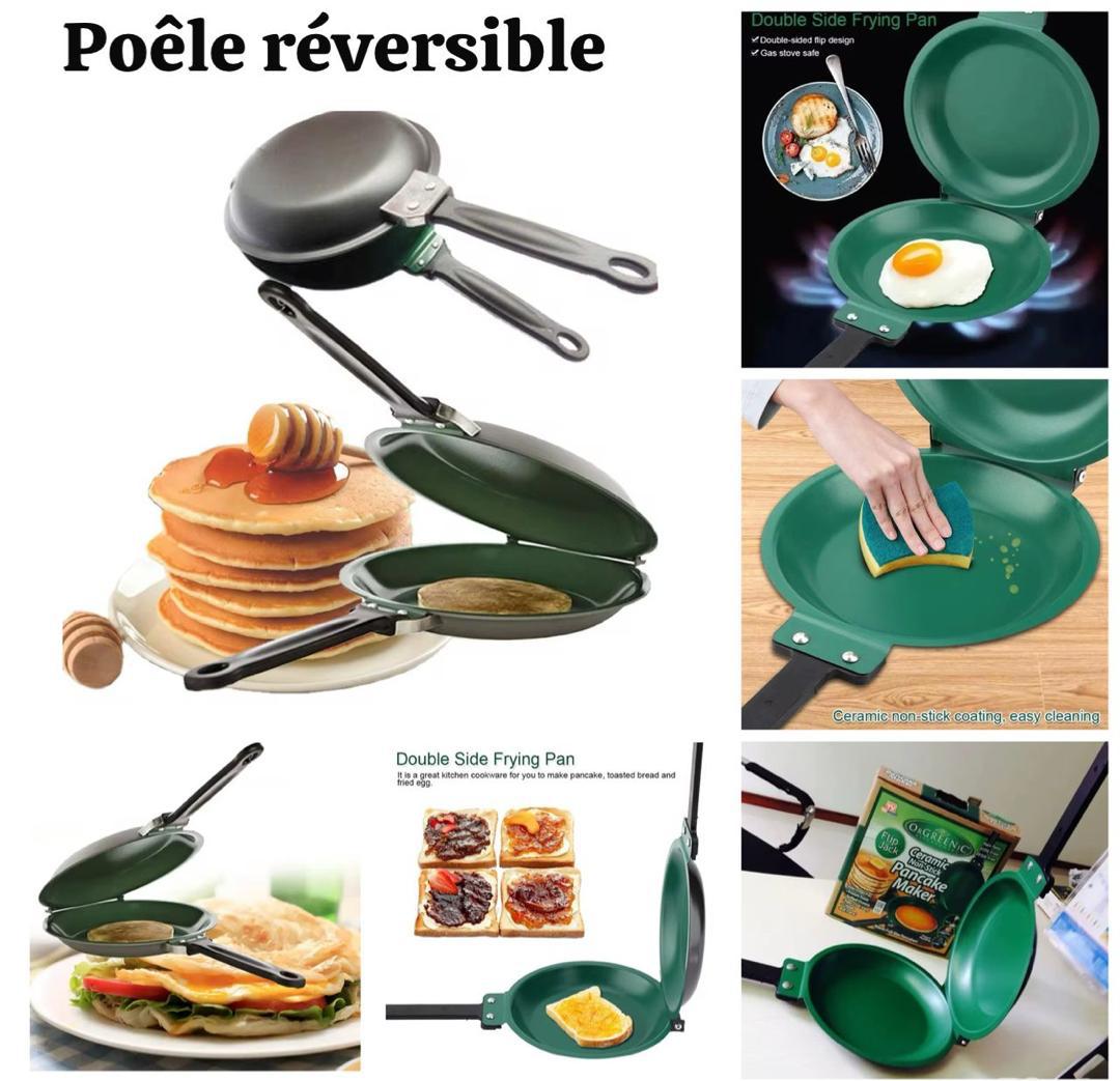 *💃👆Poêle Reversible antiadhésive à double face à nouveau disponible deh  😂👆💃*     En avec revêtement en céramique Crêpière verte poêle à frire crêpe oeuf gâteau et autres   De retour mes gens 🤣🤣Très p